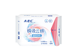 ABC夜用極薄棉柔表層衛(wèi)生巾(瞬吸雲棉)285mm 8片（DR）